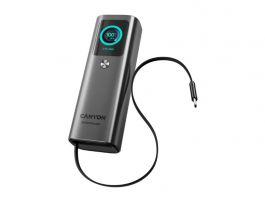 CANYON OnPower 265 20000mAh 165W Aluminium beépített kábeles power bank, sötétszürke